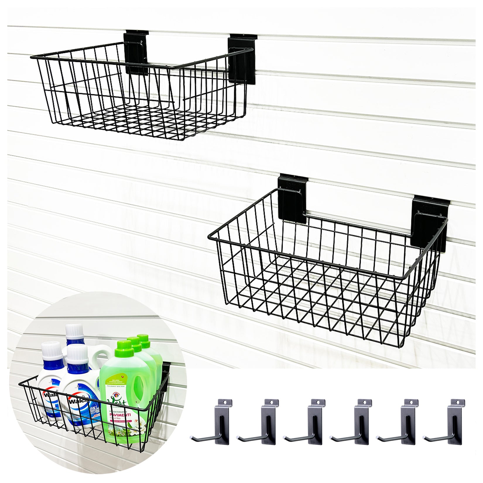ATOOLA Slatwall Storage Basket – Heavy-Duty Metal Wire Basket for Garage Wall Organization
