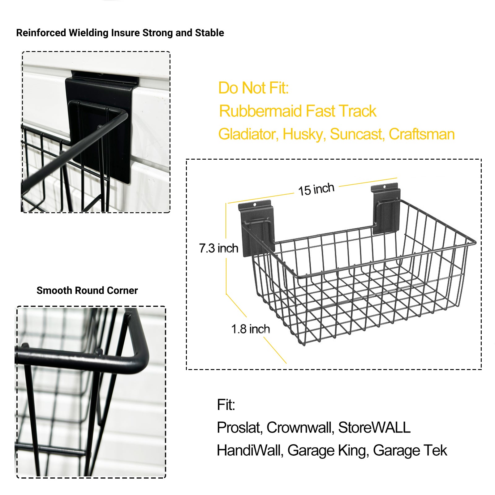 ATOOLA Slatwall Storage Basket – Heavy-Duty Metal Wire Basket for Garage Wall Organization