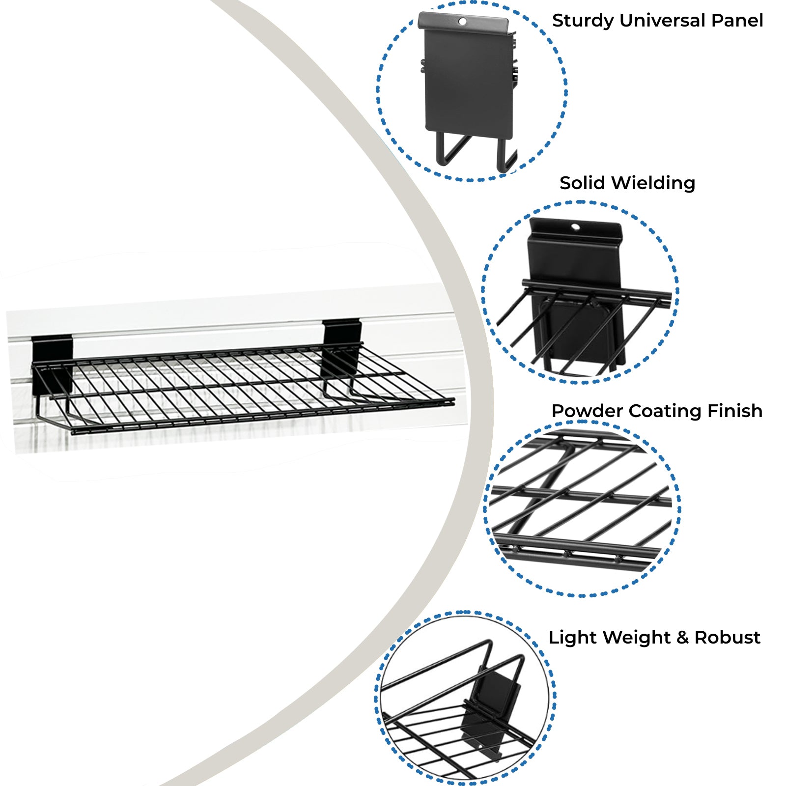ATOOLA Slatwall Shelf – Heavy-Duty Garage Wall Storage Shelf for Universal Slatwall Systems