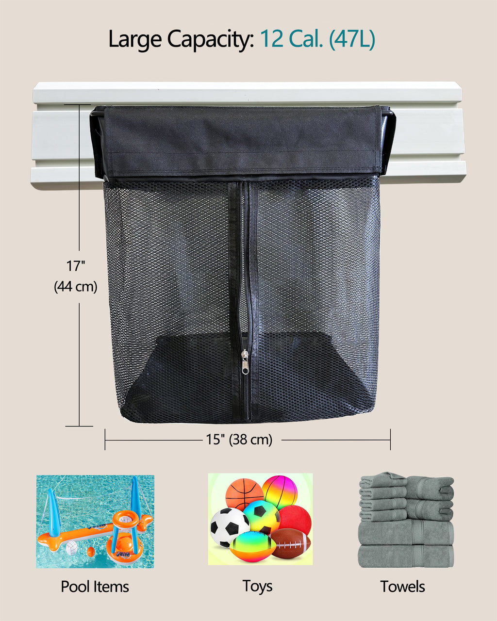 ATOOLA Slatwall Mesh Bag – Breathable Storage Bag for Balls, Toys, Towels & Sports Gear
