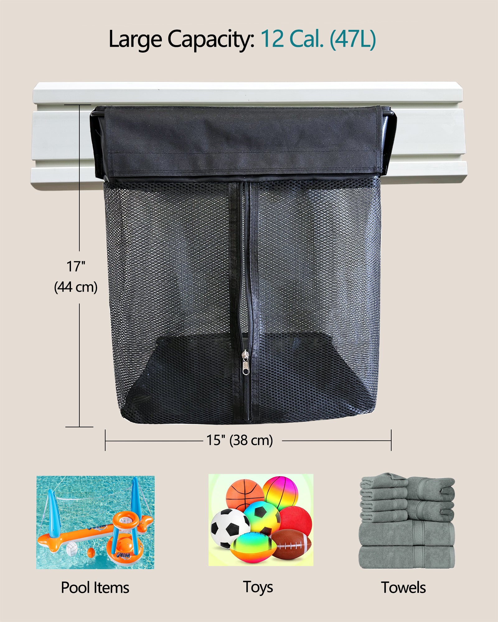 ATOOLA Slatwall Mesh Bag – Breathable Storage Bag for Balls, Toys, Towels & Sports Gear